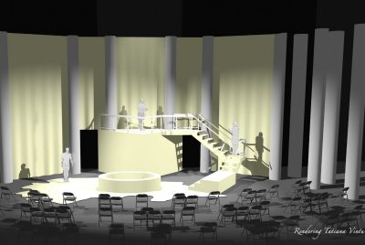 A rendering of the set design for "Pelléas et Mélisande" created by Tatiana Vintu, assistant professor of scenic design in Virginia Tech's School of Performing Arts.