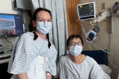 Annie Chalmers-Williams and Yang Zhang are shown during their first hospital visit after the kidney transplant at the University of Virginia.