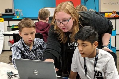 Students from Franklin County Public Schools came out for the inaugural days of the Qualcomm Thinkabit Lab on the Virginia Tech Roanoke campus in April.