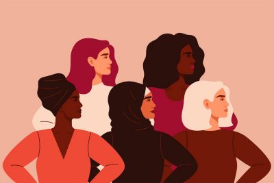 Illustration of five feminists