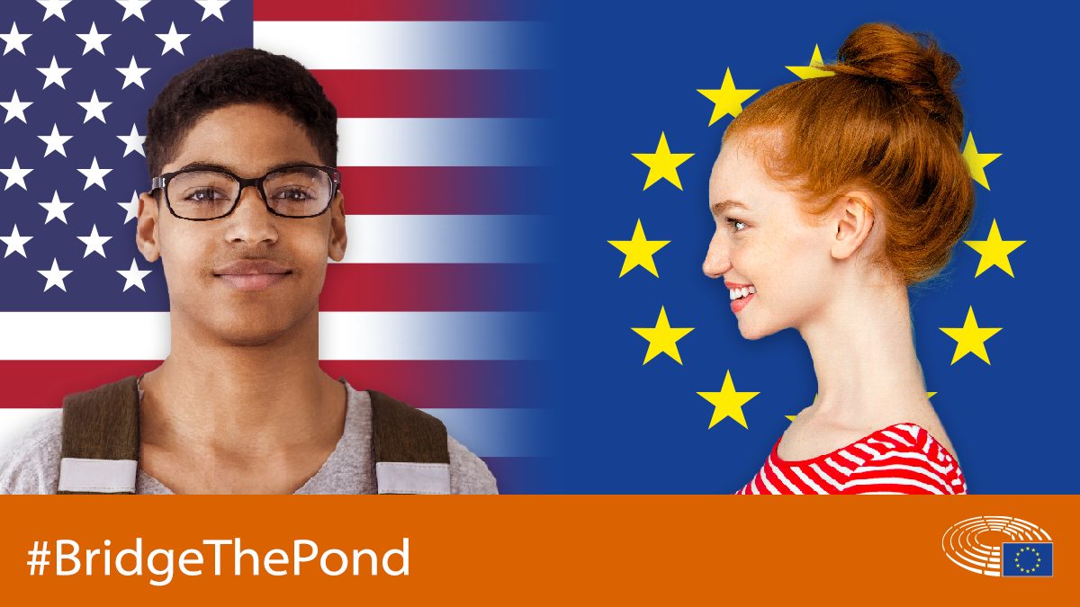 Brand image for the #BridgeThePond Initiative of the European Parliament Liason Office in DC.
