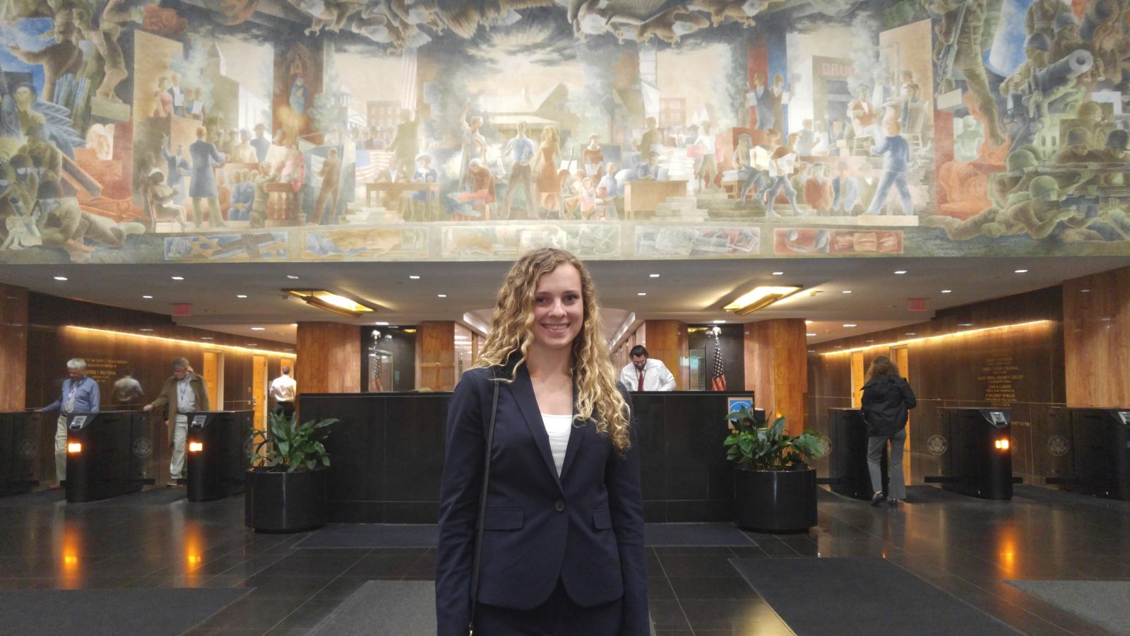 Natalie Seppi, a 2019 Virginia Tech graduate in national security and foreign affairs, participated in the Diplomacy Lab in the spring of 201, presenting her team’s research on the recruitment and operationalization of women by Boko Haram and the Islamic State to the U.S. State Department’s Secretary’s Office of Global Women’s Issues. 
