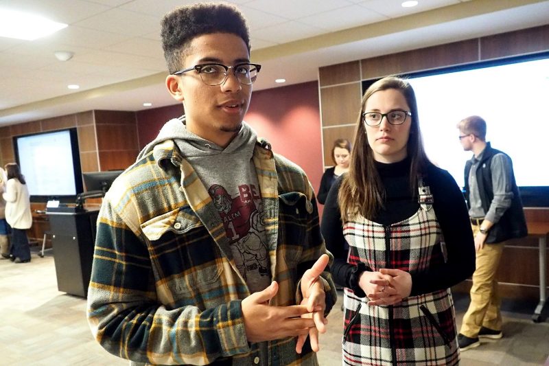 Virginia Tech history majors Nick Anthony and Jillian Doerr presented their research findings at the website launch in December 2018.