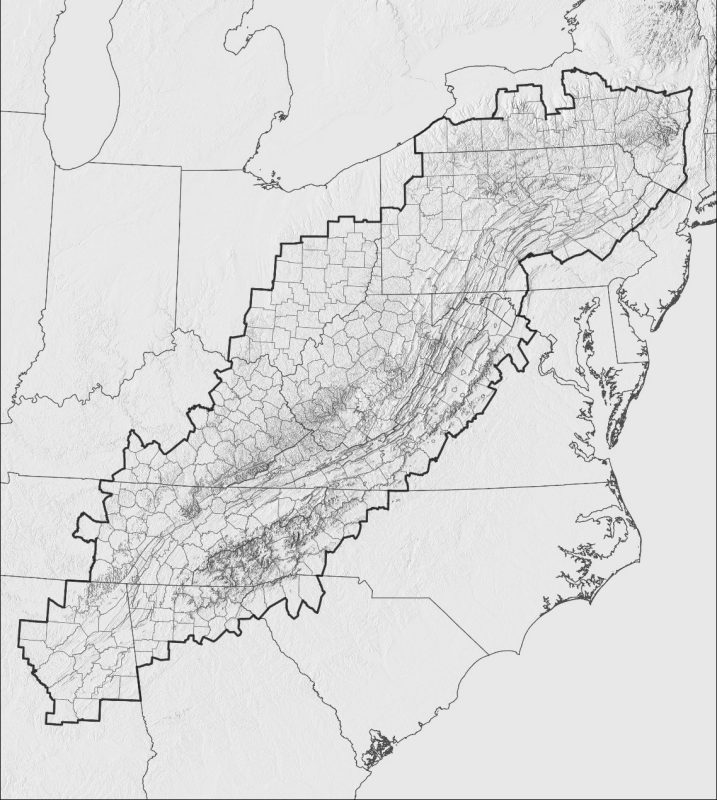 Map of Appalachia counties