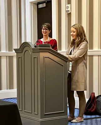 Dr. Catheryn Foster and Dr. Tami Draves presenting “Being a Mom in the Music Education Professoriate: An Autoethnography” at the National Association for Music Education Conference in National Harbor, Maryland (Nov. 2022)