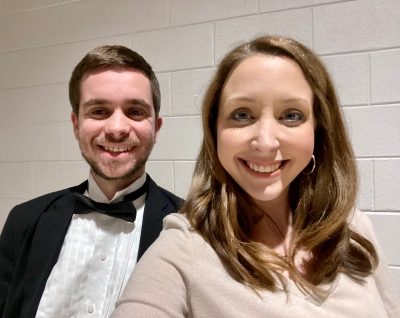 Dr. Catheryn Foster and Logan Epperly (VT c/o 2022, Director of Bands at Chatham Middle and High Schools) at the Pittsylvania County (VA) Pre-Assessment Event