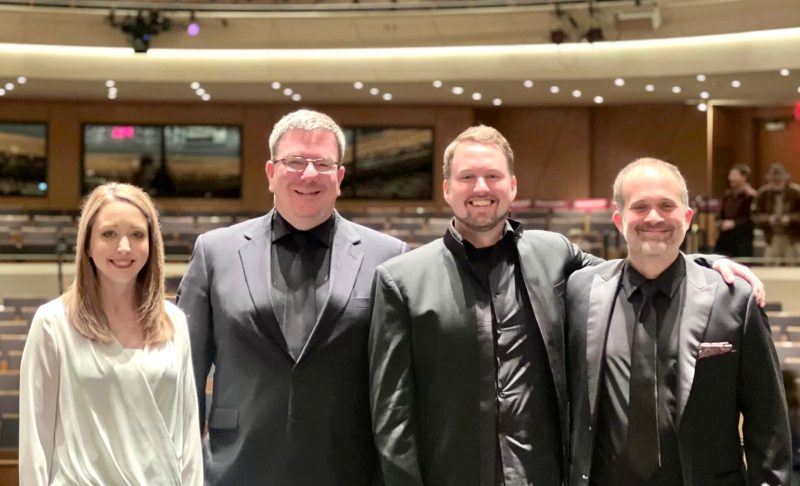 Dr. Catheryn Foster, Dr. Emmett O’Leary (Assistant Professor of Music Education, Virginia Tech), Dr. Corey Seapy (Director of Bands, University of Central Missouri), Dr. Derek Shapiro (Director of Bands, Virginia Tech) - Virginia Tech Honor Band Conductors