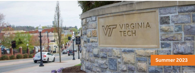 Virginia Tech Hokie stone sign at the entrance of Alumni Mall