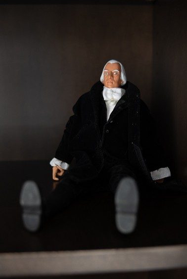 James Madison — the president, not the terrier — shares a shelf with George Washington and Thomas Jefferson.