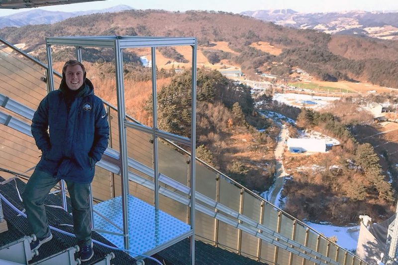 Harvey Creasey visits the 125-meter ski jump at the Alpensia Resort in PyeongChang.