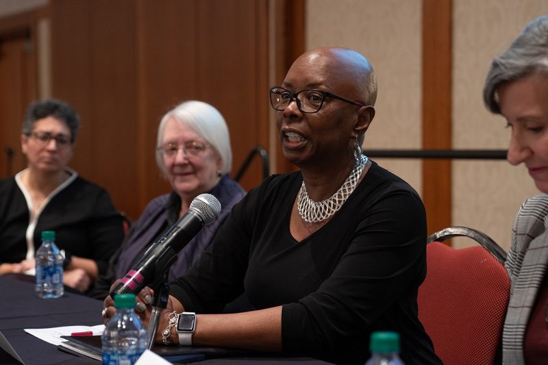 Wanda J. Smith, associate professor emerita at Virginia Tech, speaks at the diversity summit