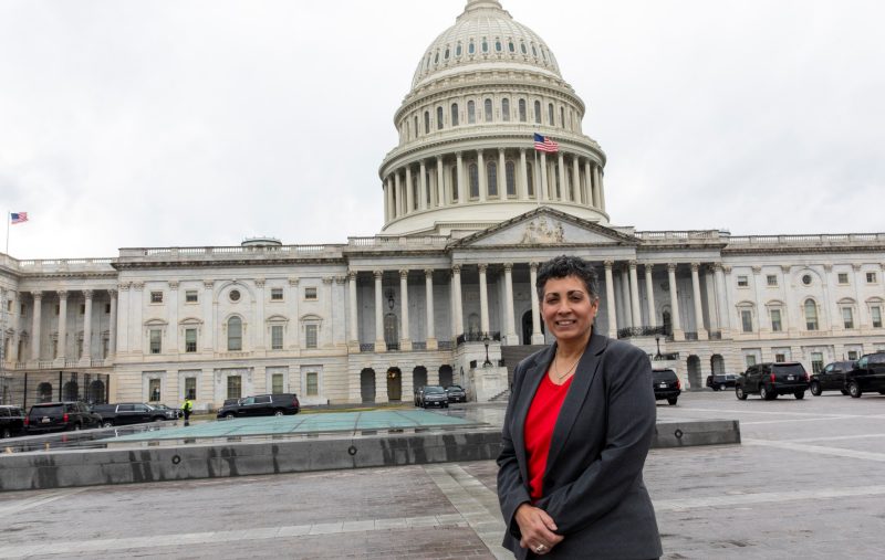 Laura Belmonte pauses in front of the U.S. Capitol Building in Washington D.C. following her testimony before the U.S. House Committee on Rules.