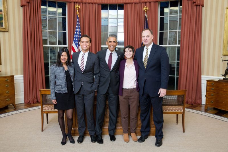 Velz family pose with President Obama