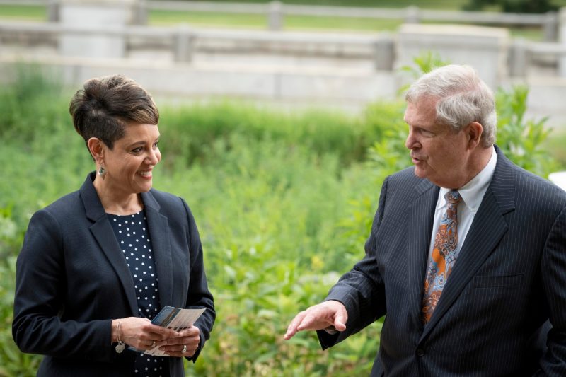 "I look forward to working with Dr. Bronaugh to ensure USDA lives up to its calling as the People’s Department, to be a department that serves all people equally and fairly,” said Agriculture Secretary Tom Vilsack, right, of Deputy Secretary of Agriculture and Virginia Tech alumnae Bronaugh, left. 