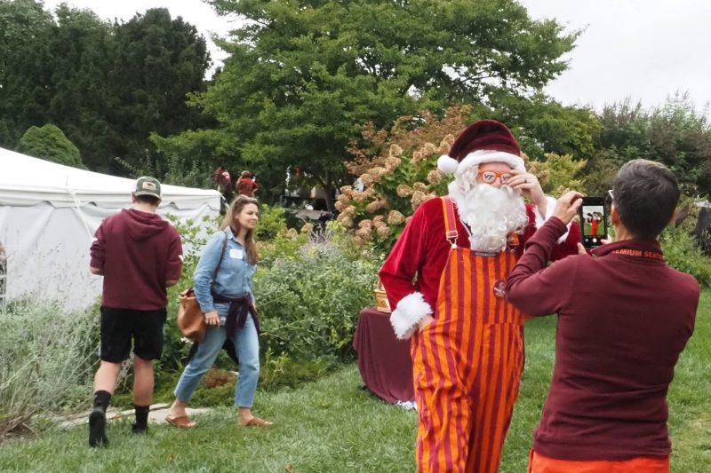 We won’t reveal Hokie Santa’s identity, though Brian Plum, the college’s associate director of development, was suspiciously missing during Santa’s appearance.