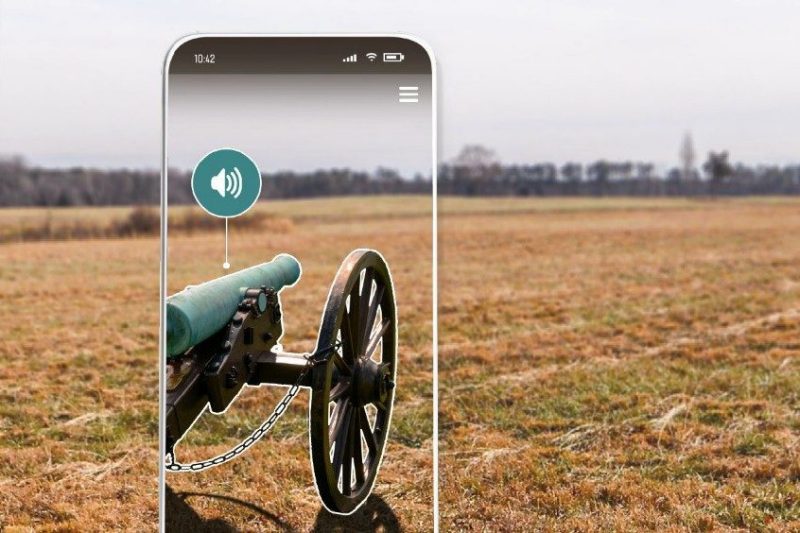 Photo courtesy of Tim Talbott, Pamplin Historical Park and the National Museum of the Civil War Soldier. App mock-up by Trevor Finney for illustration purposes only.
