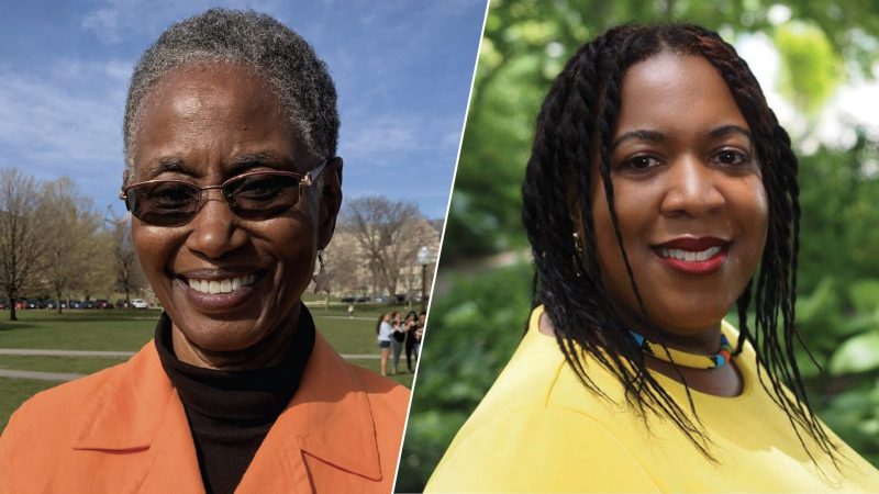 Barbara J. Pendergrass Ed.D. ’87 (at left), the first Black dean of students at Virginia Tech, is the Class of 2024 class ring namesake. Brandy Faulkner (at right), the Gloria D. Smith Professor of Black Studies, is the class sponsor.