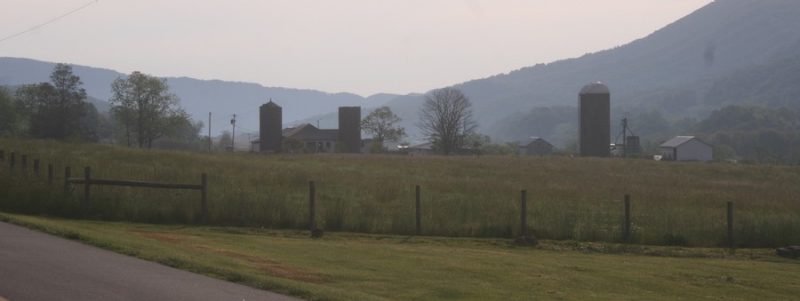 a foggy morning in rural southwest Virginia -- a barn situated in a lonely field