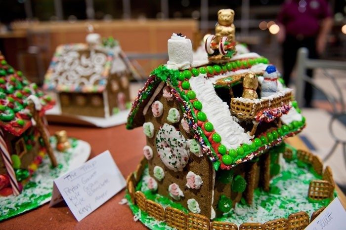 Photo of Gingerbread houses decorated by Virginia Tech students