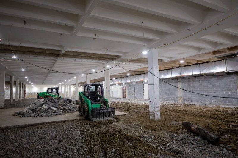 Photo of renovation work being done on the ground floor of War Memorial Hall in January. 