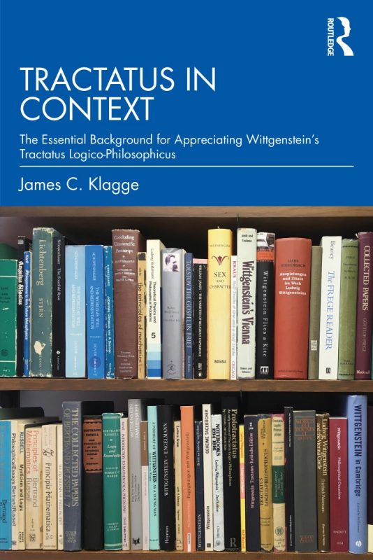 book cover for Tractatus in Context features several books on a bookshelf