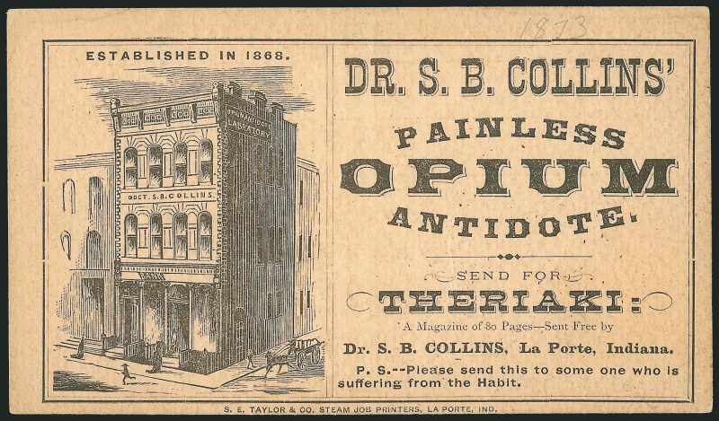 Poster from decades past advertising a Painless Opium Antidote