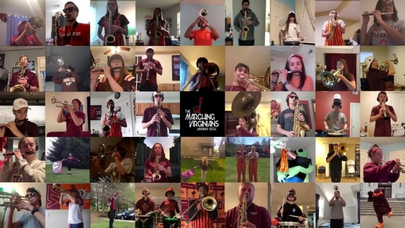 Zoom grid of musicians playing instruments