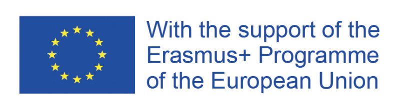 European Union Flag with text to the right of it reading "With the support of the Erasmus+ Programme of the European Union"
