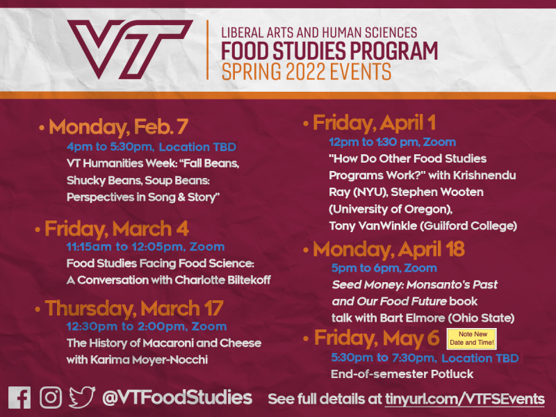 Food Studies Events 2022 | Virginia Tech